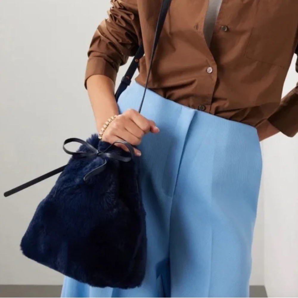 Mansur Gavriel Navy Faux Fur Mini Bag